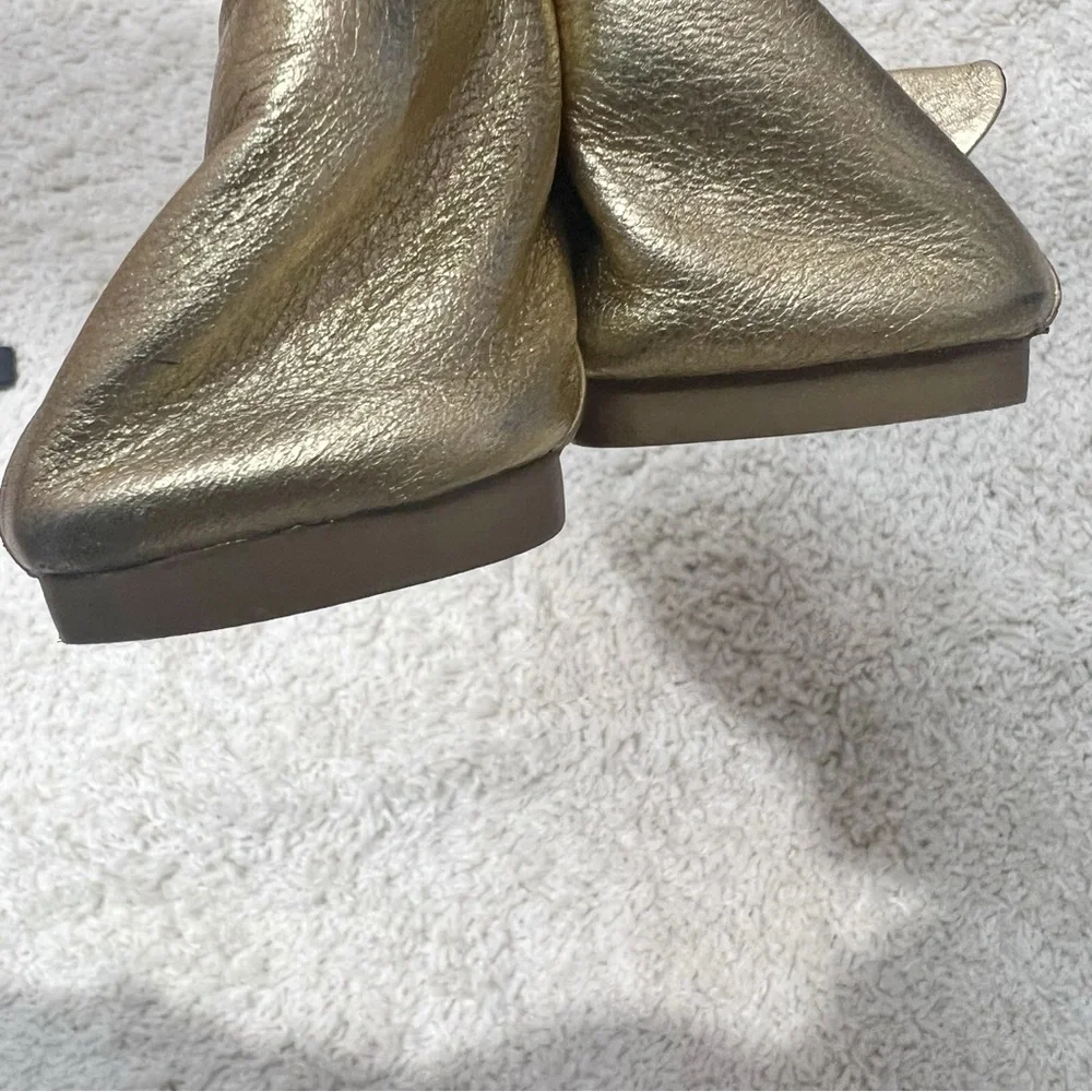 Vicenza Bow Mary Jane Silver leather flats square toes ballet Anthropologie - Picture 11 of 14